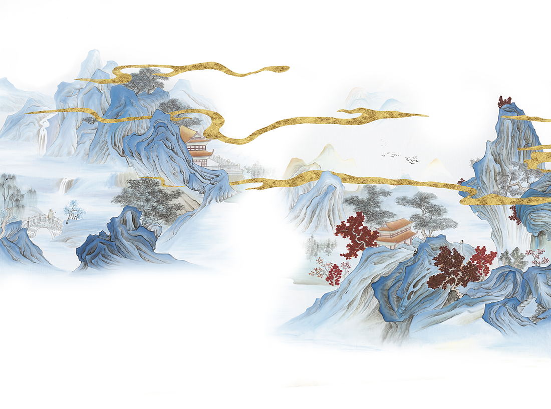 Chinese Style Mural, Landscape Wallpaper, Mountain Wall Mural, Peel And Stick, Vintage Mural, Vintage Chinoiserie, Scenic Wall Art