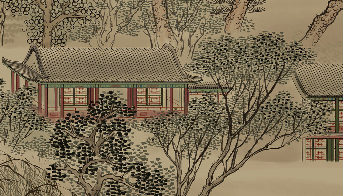Luxury Wall Mural, Scenic Wall Art, Vintage Mural, Mountain Wall Mural, Living Room Mural, Chinoiserie Wallpaper, Landscape Mural
