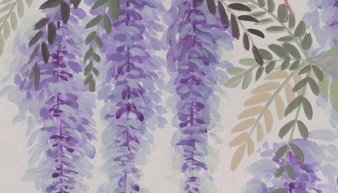 Chinese Ink Painting Wall Art, Elegant Crane and Wisteria Floral Canvas Print, Traditional Asian Home Decor, Serene Nature Landscape Artwork, Butterfly and Flower Wall Decor