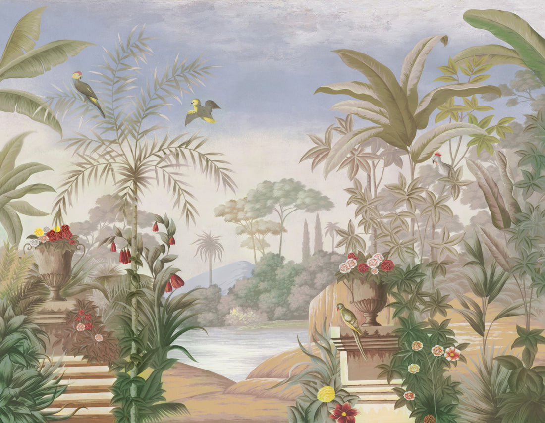 Tropical Jungle Wallpaper, Peel and Stick Wallpaper for Living Room, Botanical Wall Decor, Large Canvas Wall Art, Modern Living Room Ideas, Nature-Inspired Wallpaper, Self Adhesive Wallpaper, Home Decor Ideas