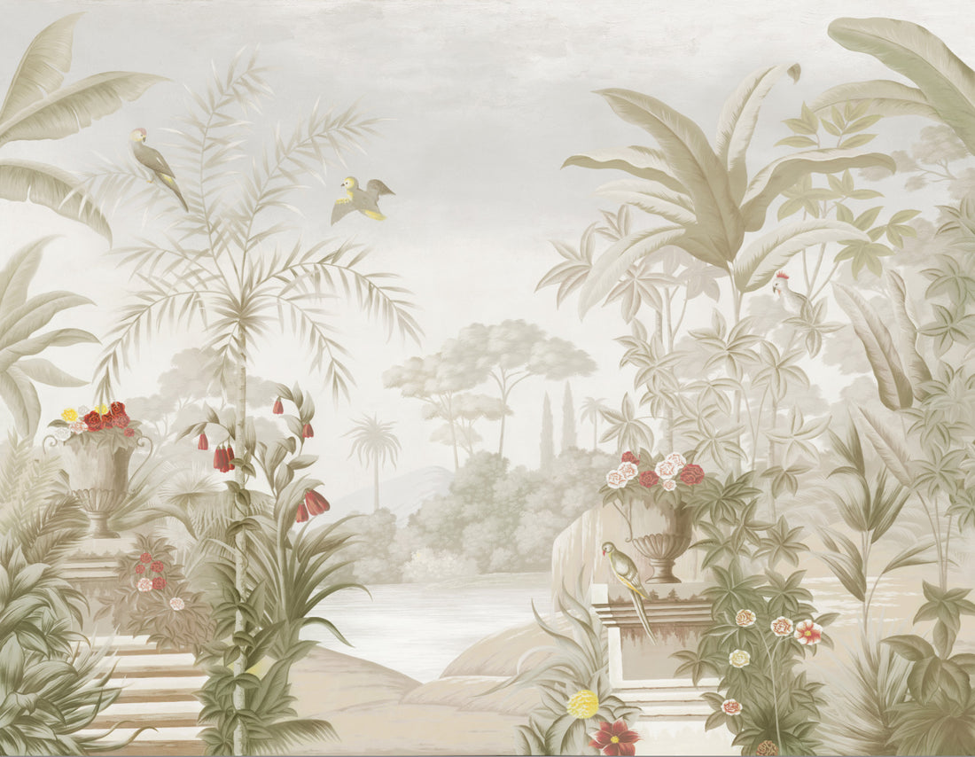 Tropical Jungle Wallpaper, Peel and Stick Wallpaper for Living Room, Botanical Wall Decor, Large Canvas Wall Art, Modern Living Room Ideas, Nature-Inspired Wallpaper, Self Adhesive Wallpaper, Home Decor Ideas