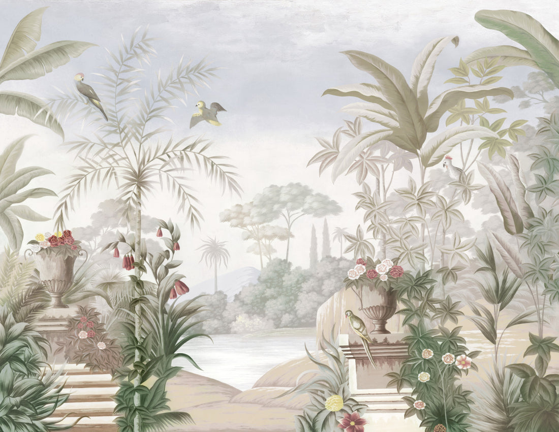 Tropical Jungle Wallpaper, Peel and Stick Wallpaper for Living Room, Botanical Wall Decor, Large Canvas Wall Art, Modern Living Room Ideas, Nature-Inspired Wallpaper, Self Adhesive Wallpaper, Home Decor Ideas