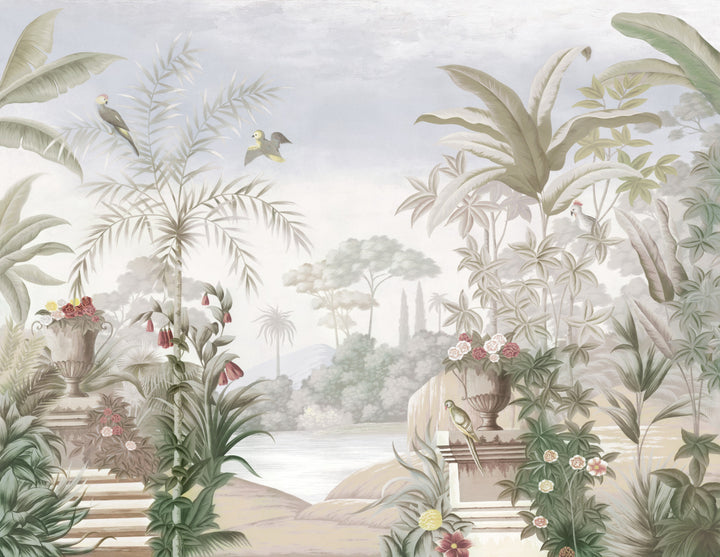 Tropical Jungle Wallpaper, Peel and Stick Wallpaper for Living Room, Botanical Wall Decor, Large Canvas Wall Art, Modern Living Room Ideas, Nature-Inspired Wallpaper, Self Adhesive Wallpaper, Home Decor Ideas