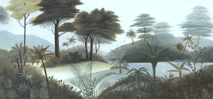 Ancient Tropical Rainforest Wallpaper, Nature-Inspired Peel and Stick Wallpaper, Relaxing Jungle Scenery, Tropical Palm Tree Wall Art, Serene Landscape Wall Decor, Living Room Wallpaper Ideas, Bedroom Wall Decor