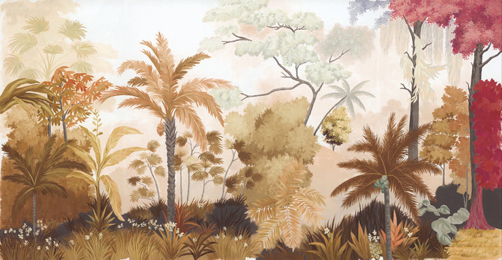 Tropical Rainforest Peel and Stick Wallpaper, Nature-Inspired Living Room Decor, Vibrant Jungle Wall Art, Self-Adhesive Removable Wallpaper, Botanical Home Decor