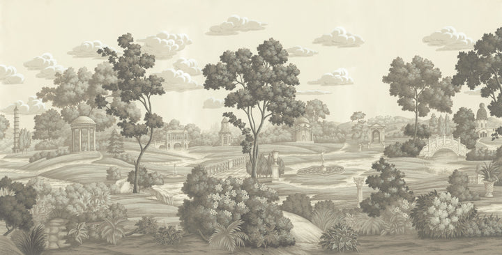 Classic Landscape Wallpaper, Vintage European Scenery, Tranquil Garden Design, Elegant Home Decor, Peel and Stick Wallpaper, Living Room Wall Decor Ideas, Interior Designers Near Me