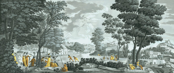 Classic Park Scene Wallpaper, Vintage Landscape Wall Art, Peel and Stick Wallpaper, Living Room Decor Ideas, Large Canvas Wall Art, Historical Wall Mural, Self Adhesive Wallpaper, Interior Design Ideas