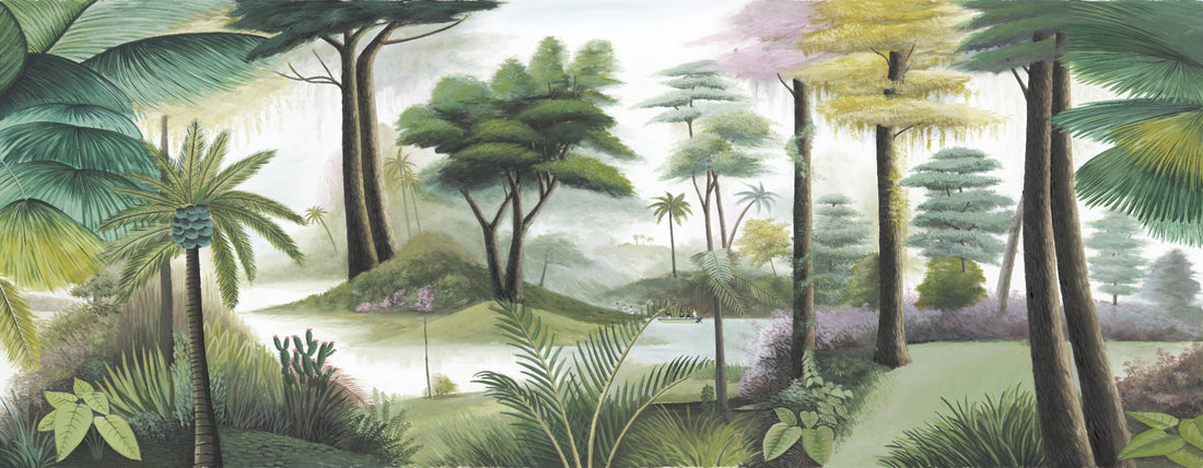 Tropical Rainforest Wallpaper, Blue Forest Landscape, Nature Wall Art, Serene Jungle Scenery, Peaceful Desktop Background
