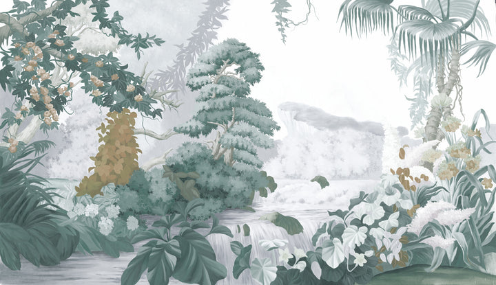 Tropical Landscape Wallpaper, Serene Nature Scenes, Vibrant Floral Prints, Tranquil Water Views, Peel and Stick Wallpaper, Living Room Wall Decor, Modern Home Decor