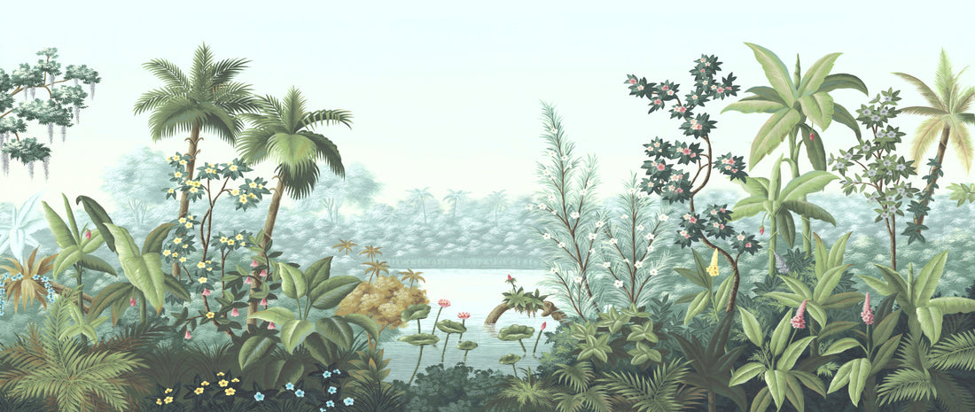 Tropical Rainforest Wallpaper, Palm Tree Wall Art, Botanical Prints Framed, Large Canvas Wall Art, Nature Wall Decor, Floral Peel and Stick Wallpaper, Modern Wall Art for Living Room