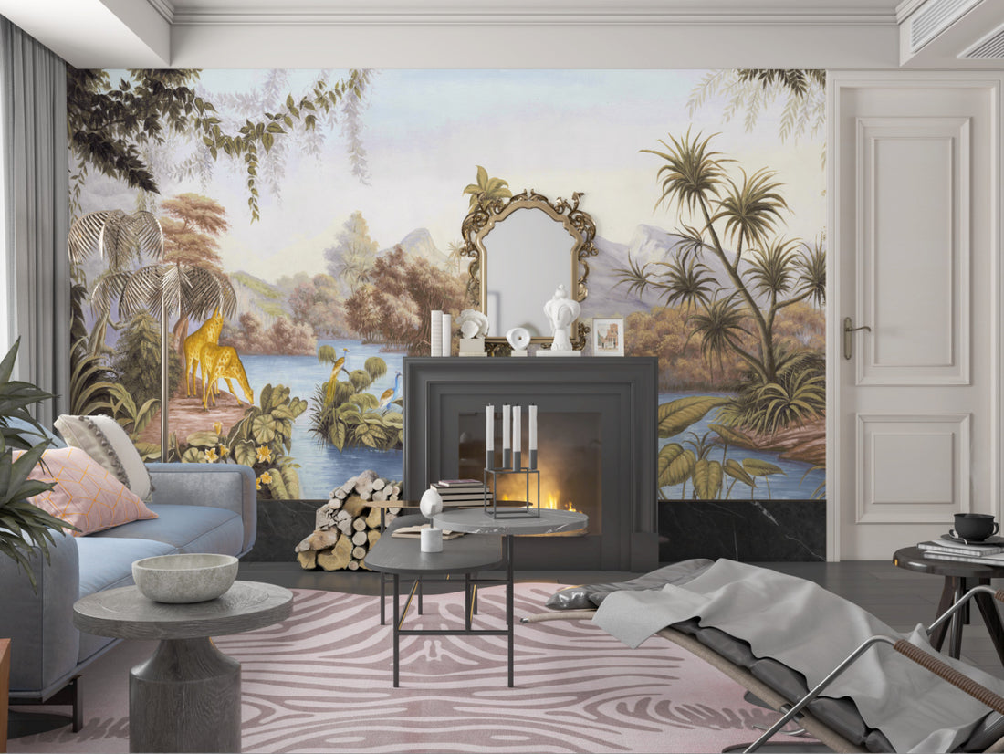 Tropical Jungle Canvas Art, Large Nature Wall Decor, Exotic Animal Wall Art, Vibrant Landscape Painting, Living Room Wall Decor Ideas, Modern Canvas Prints