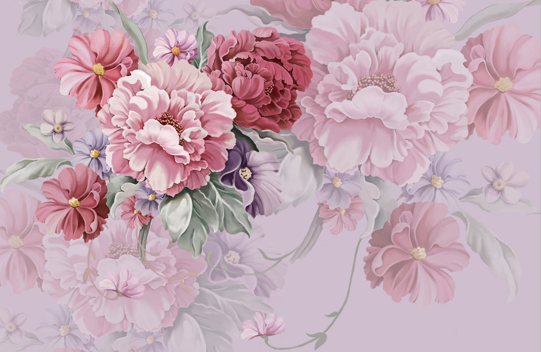 Floral Peel and Stick Wallpaper, Lavender Pink Blossom Wall Decor, Realistic Flower Wallpaper, Living Room Wallpaper, Bedroom Wall Decor, Dining Room Wall Art, Elegant Floral Design