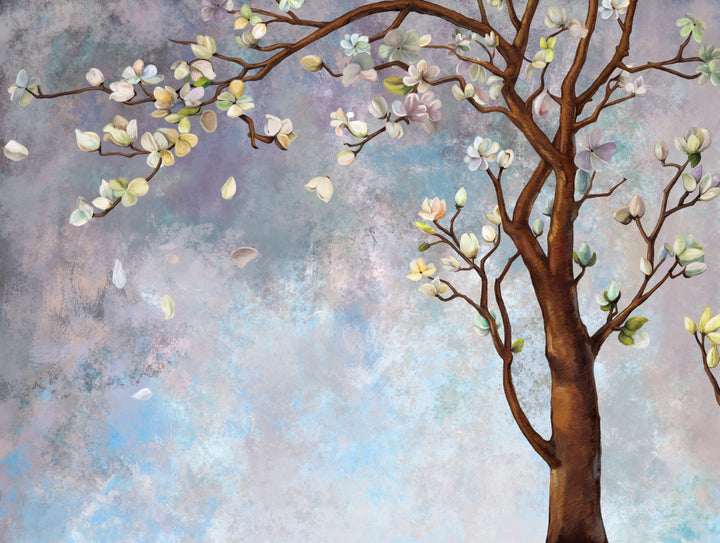 Blossoming Tree Wallpaper, Floral Peel and Stick Wallpaper, Large Canvas Wall Art, Living Room Wall Decor Ideas, Modern Farmhouse Decor, Botanical Prints Framed