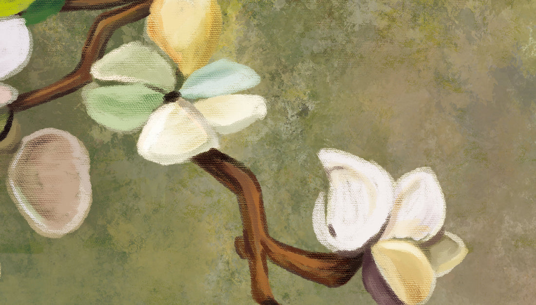 Blossoming Tree Wallpaper, Floral Peel and Stick Wallpaper, Large Canvas Wall Art, Living Room Wall Decor Ideas, Modern Farmhouse Decor, Botanical Prints Framed