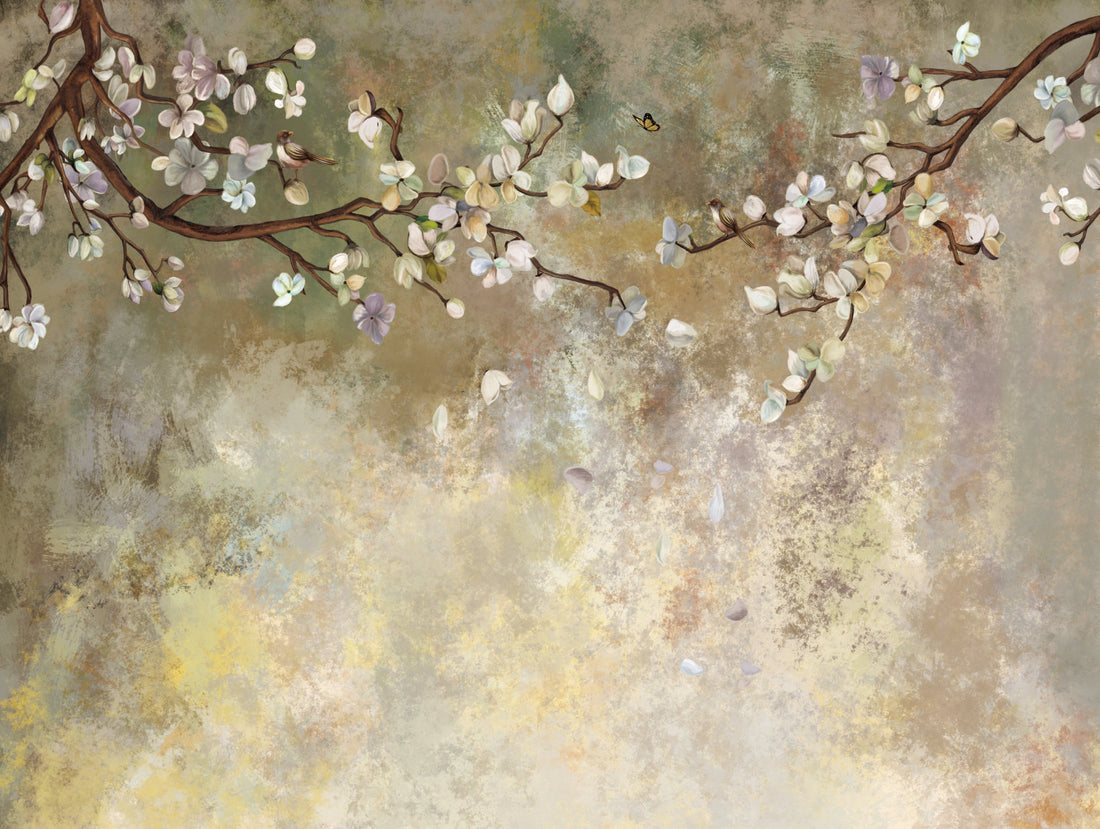 Cherry Blossom Wallpaper, Soft Floral Wall Decor, Living Room Wallpaper Ideas, Modern Peel and Stick Wallpaper, Bedroom Wall Art, Tranquil Nature Design