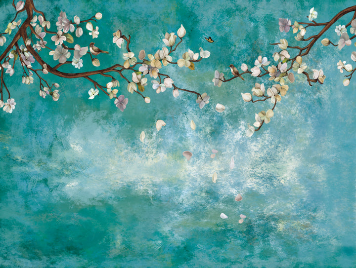 Cherry Blossom Wallpaper, Soft Floral Wall Decor, Living Room Wallpaper Ideas, Modern Peel and Stick Wallpaper, Bedroom Wall Art, Tranquil Nature Design
