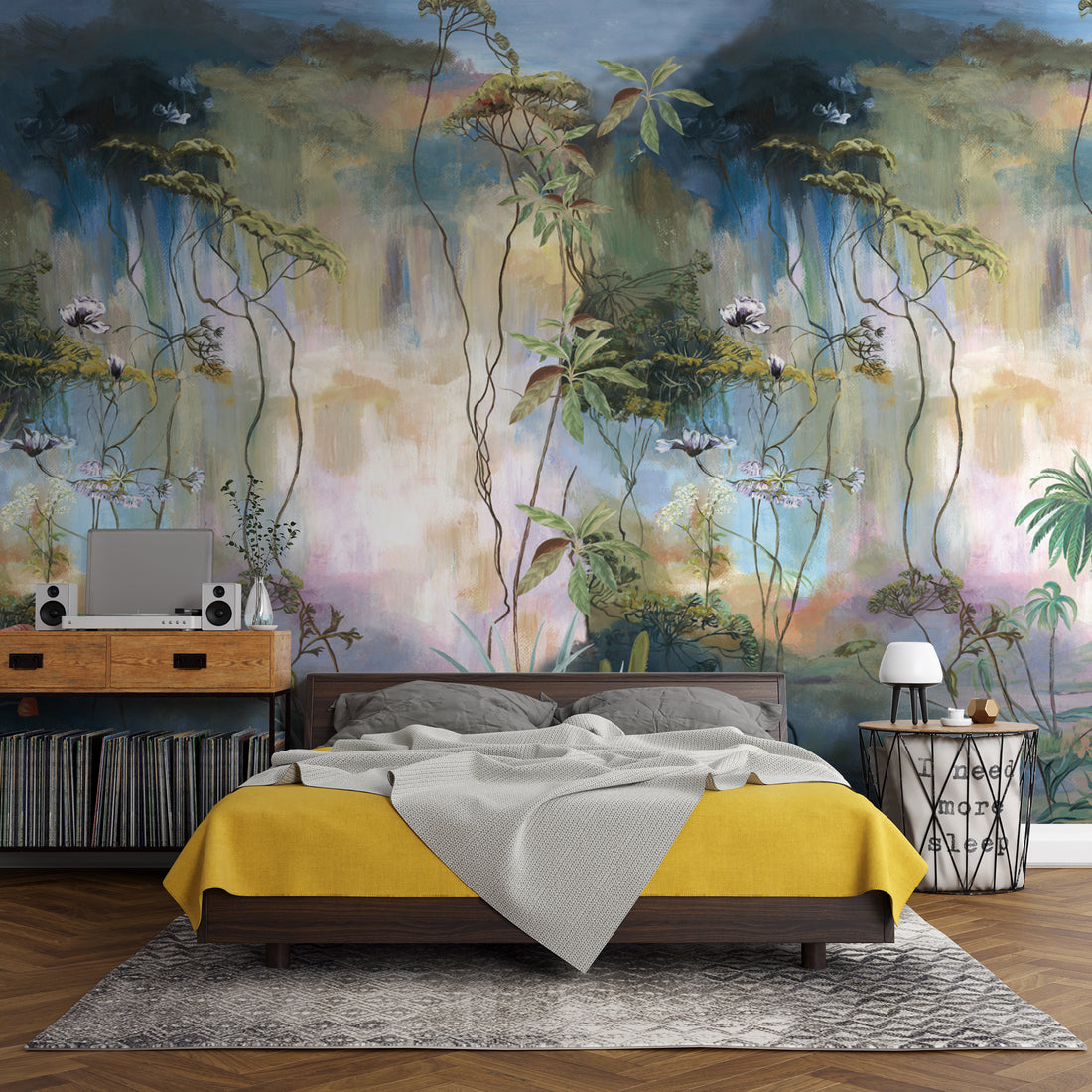 Fantasy Forest Wallpaper, Dreamy Jungle Wall Art, Ethereal Botanical Wall Decor, Pastel Floral Peel and Stick Wallpaper, Serene Nature Mural for Bedroom