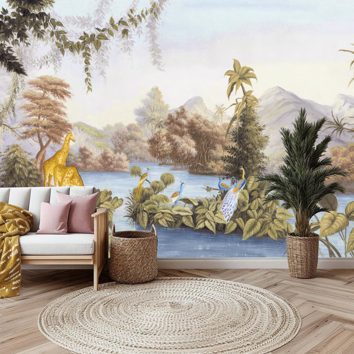Tropical Jungle Canvas Art, Large Nature Wall Decor, Exotic Animal Wall Art, Vibrant Landscape Painting, Living Room Wall Decor Ideas, Modern Canvas Prints