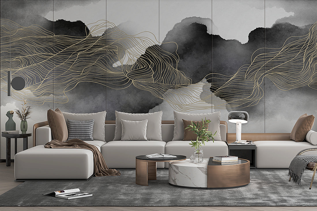 Art Wallpaper, Dark Wall Mural, Modern Wallpaper Mural, Abstract Art, Wall Decor, Living Room Mural