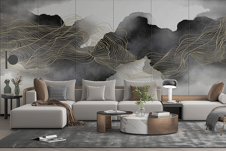 Art Wallpaper, Dark Wall Mural, Modern Wallpaper Mural, Abstract Art, Wall Decor, Living Room Mural