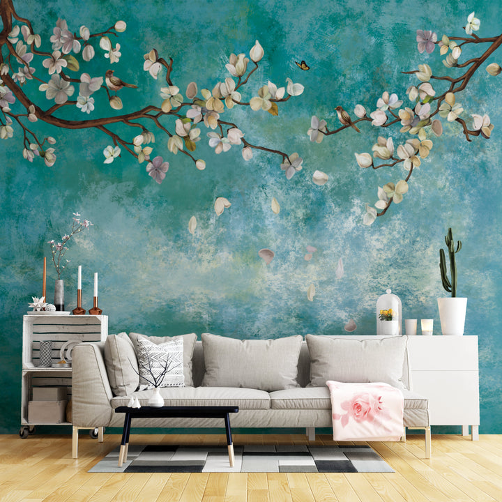 Cherry Blossom Wallpaper, Soft Floral Wall Decor, Living Room Wallpaper Ideas, Modern Peel and Stick Wallpaper, Bedroom Wall Art, Tranquil Nature Design