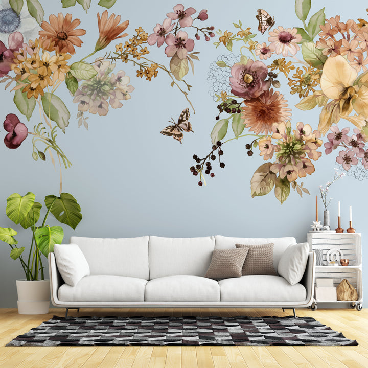 Floral Peel and Stick Wallpaper, Beautiful Flower Wall Art, Living Room Decor Ideas, Bedroom Wallpaper, Modern Farmhouse Decor, Self Adhesive Wallpaper, Wall Decor for Living Room, Affordable Home Decor