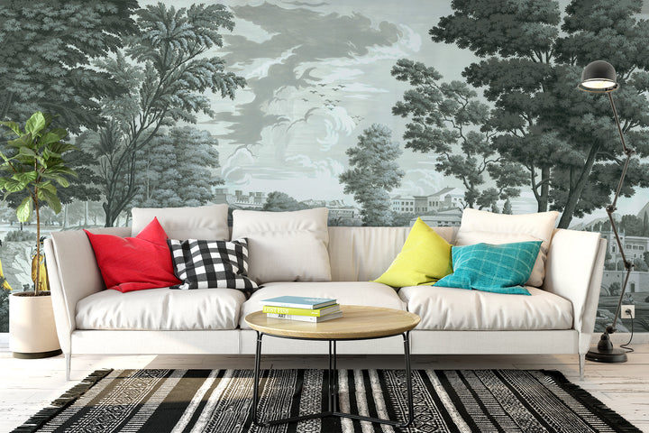 Classic Park Scene Wallpaper, Vintage Landscape Wall Art, Peel and Stick Wallpaper, Living Room Decor Ideas, Large Canvas Wall Art, Historical Wall Mural, Self Adhesive Wallpaper, Interior Design Ideas