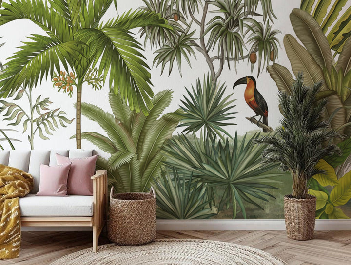 Tropical Rainforest Wallpaper, Peel and Stick Wallpaper for Living Room, Self Adhesive Wallpaper, Nature-Inspired Wall Decor, Modern Living Room Ideas, Large Canvas Wall Art, Affordable Home Decor
