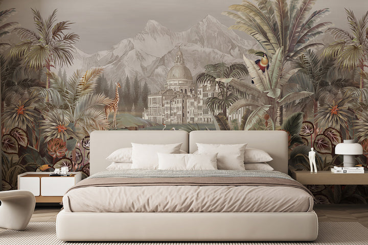 Landscape Wallpaper, Forest Theme Mural, Living Home Mural, Green Theme, Peel And Stick Wallpaper, Removable Wallpaper, Tropical Wall Mural