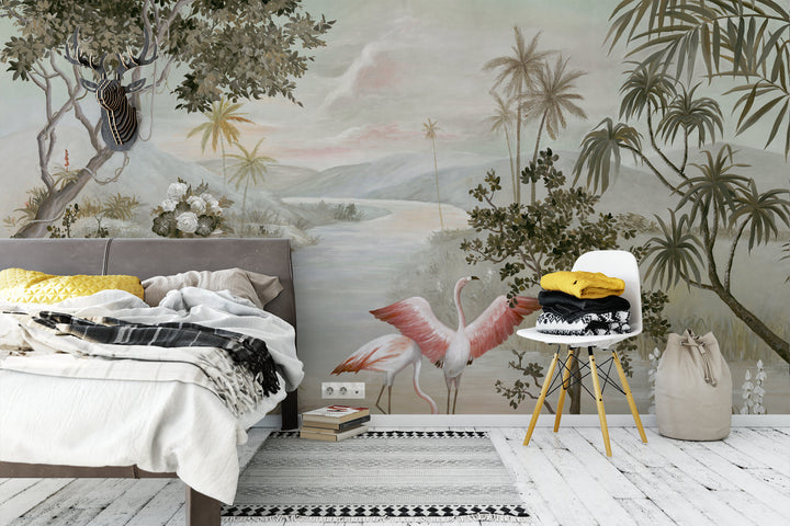 Monochrome Landscape Wallpaper, Traditional Ink Wash Design, Serene Nature Scenes, Peel and Stick Wallpaper, Living Room Wall Decor, Black and White Wall Art, Large Canvas Prints