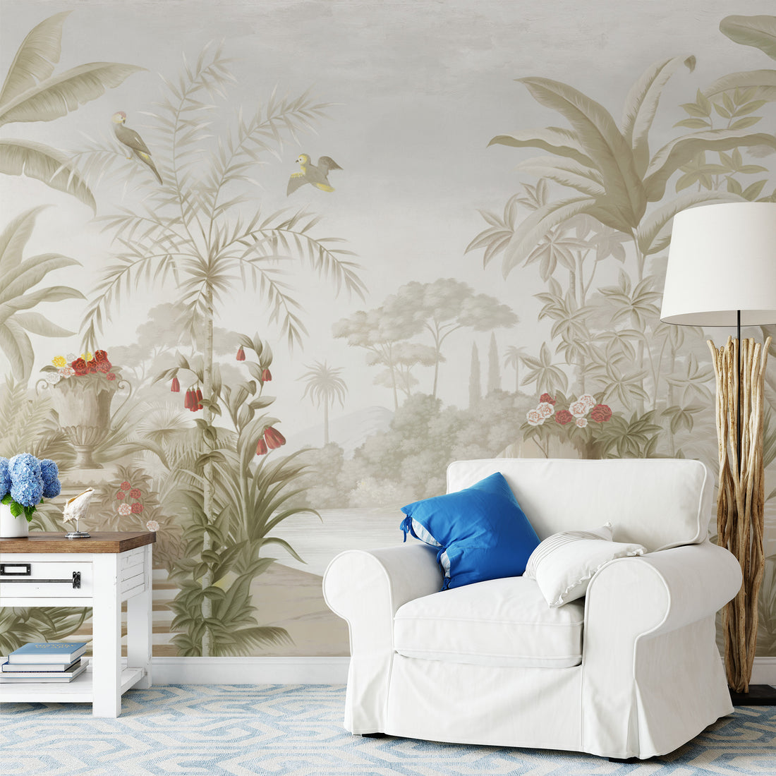 Tropical Jungle Wallpaper, Peel and Stick Wallpaper for Living Room, Botanical Wall Decor, Large Canvas Wall Art, Modern Living Room Ideas, Nature-Inspired Wallpaper, Self Adhesive Wallpaper, Home Decor Ideas