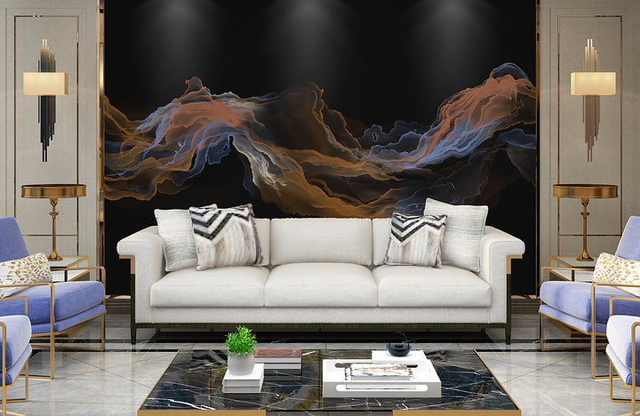 Black Wall Decor, Modern Wallpaper Mural, Abstract Art Wallpaper, Living Room Mural, Dark Wall Mural, Luxury Wall Mural