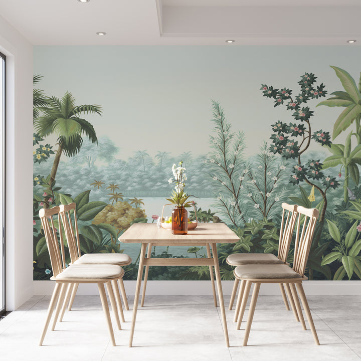 Tropical Rainforest Wallpaper, Palm Tree Wall Art, Botanical Prints Framed, Large Canvas Wall Art, Nature Wall Decor, Floral Peel and Stick Wallpaper, Modern Wall Art for Living Room