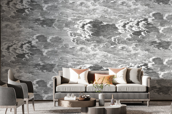 Custom Large Mural, Black And White Mural, Living Room Decor, Black Wall Decor, Abstract Art Wall, Modern Wallpaper, Dark Wallpaper