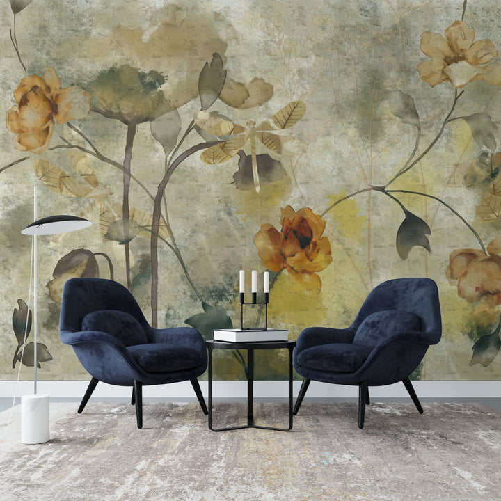 Floral Peel and Stick Wallpaper, Vintage Botanical Wall Decor, Living Room Wallpaper Ideas, Rustic Peel and Stick Wallpaper, Self Adhesive Wallpaper for Bedroom