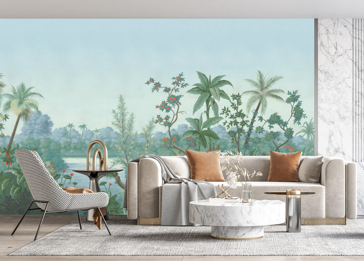 Tropical Rainforest Wallpaper, Lush Palm Tree Peel and Stick Wallpaper, Nature-Inspired Living Room Decor Ideas, Botanical Wall Art for Bedroom, Self Adhesive Wallpaper for Home