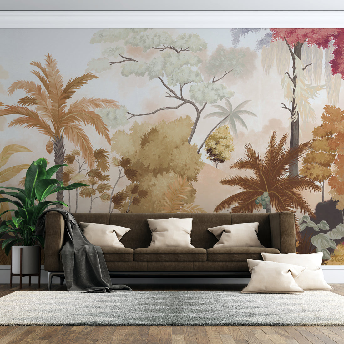 Tropical Rainforest Peel and Stick Wallpaper, Nature-Inspired Living Room Decor, Vibrant Jungle Wall Art, Self-Adhesive Removable Wallpaper, Botanical Home Decor