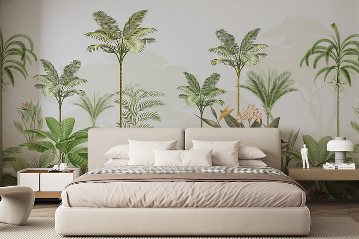 Landscape Wallpaper, Coast Mural, Green Theme Wallpaper, Botanical Forest Wallpaper, Peel And Stick Wallpaper, Office Decor, Wall Mural