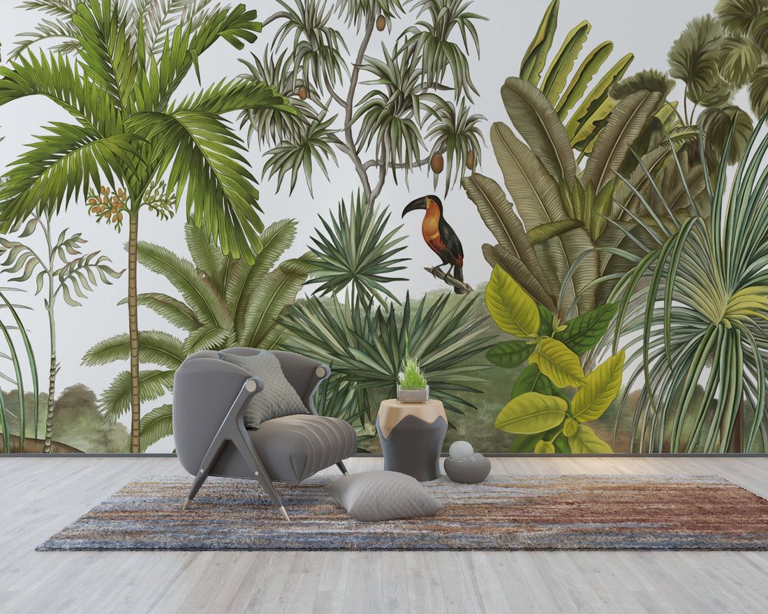 Tropical Rainforest Wallpaper, Peel and Stick Wallpaper for Living Room, Self Adhesive Wallpaper, Nature-Inspired Wall Decor, Modern Living Room Ideas, Large Canvas Wall Art, Affordable Home Decor