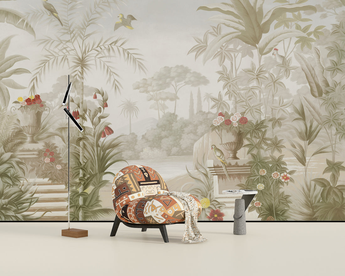 Tropical Jungle Wallpaper, Peel and Stick Wallpaper for Living Room, Botanical Wall Decor, Large Canvas Wall Art, Modern Living Room Ideas, Nature-Inspired Wallpaper, Self Adhesive Wallpaper, Home Decor Ideas