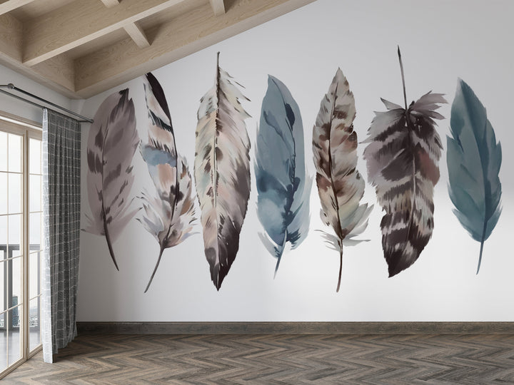 Watercolor Feather Wall Art, Soft Pastel Wall Decor, Modern Abstract Prints, Living Room Wall Decor Ideas, Affordable Canvas Prints, Large Wall Art for Living Room