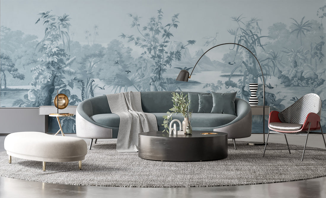 Tropical Rainforest Wallpaper, Blue Nature Wall Art, Large Canvas Prints, Peel and Stick Wallpaper, Living Room Decor Ideas, Modern Wall Art for Living Room, Botanical Prints Framed, Wall Decor for Living Room