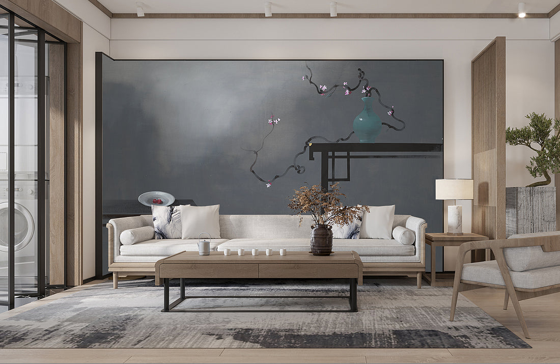 Black Wall Decor, Dark Wall Art, Minimalist Wallpaper, Chinoiserie Wallpaper, Modern Wallpaper, Wall Art
