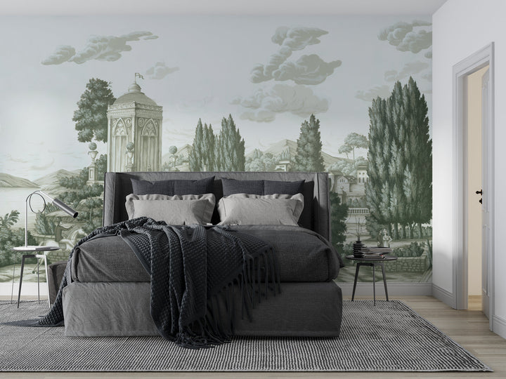 Classic Landscape Wallpaper, European Architecture Wall Art, Vintage Scenery Peel and Stick Wallpaper, Living Room Wall Decor Ideas, Large Canvas Wall Art, Elegant Home Decor