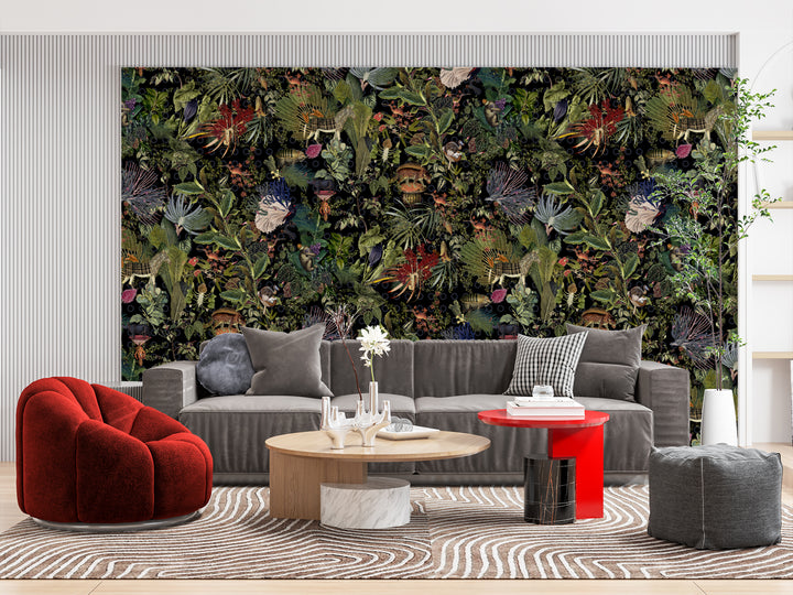 Botanical Peel and Stick Wallpaper, Green Floral Wall Decor, Self Adhesive Wallpaper for Living Room, Modern Farmhouse Decor, Removable Wallpaper for Bedroom