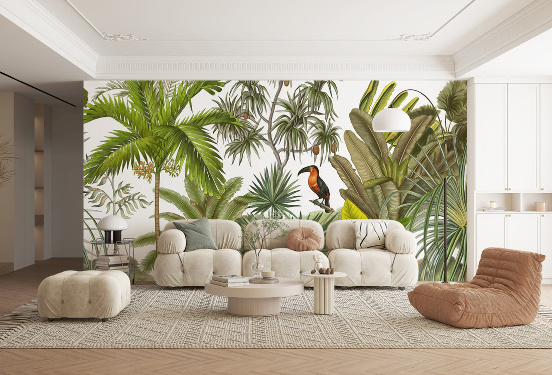 Tropical Rainforest Wallpaper, Peel and Stick Wallpaper for Living Room, Self Adhesive Wallpaper, Nature-Inspired Wall Decor, Modern Living Room Ideas, Large Canvas Wall Art, Affordable Home Decor