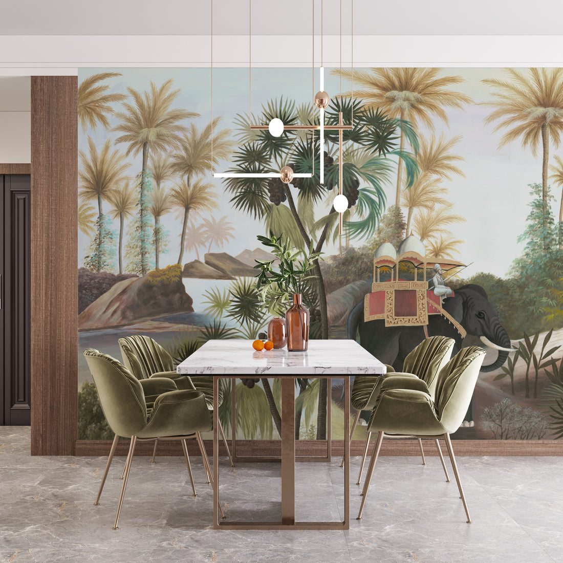 Exotic Tropical Wallpaper, Palm Tree Mural Decor, Elephant Wall Art, Jungle Themed Peel and Stick Wallpaper, Living Room Wall Decor Ideas, Large Canvas Wall Art, Self Adhesive Wallpaper, Modern Farmhouse Decor