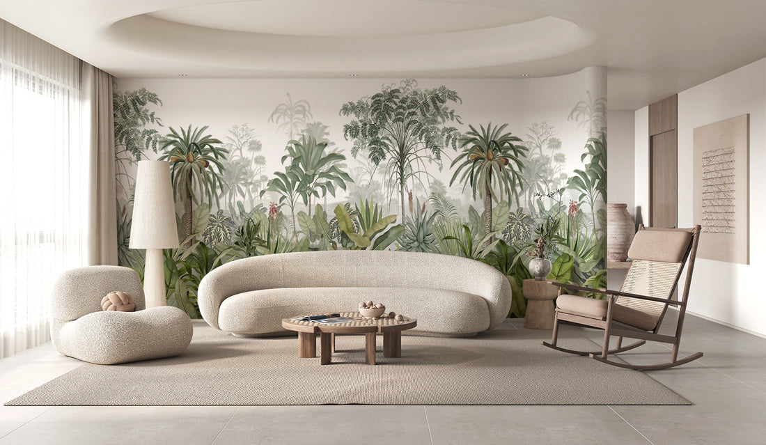 Botanical Forest Wallpaper, Wild Forest Dark Floral Botanical Jungle Mural, Peel And Stick Mural, Modern Removable Retro Rustic Wallpaper