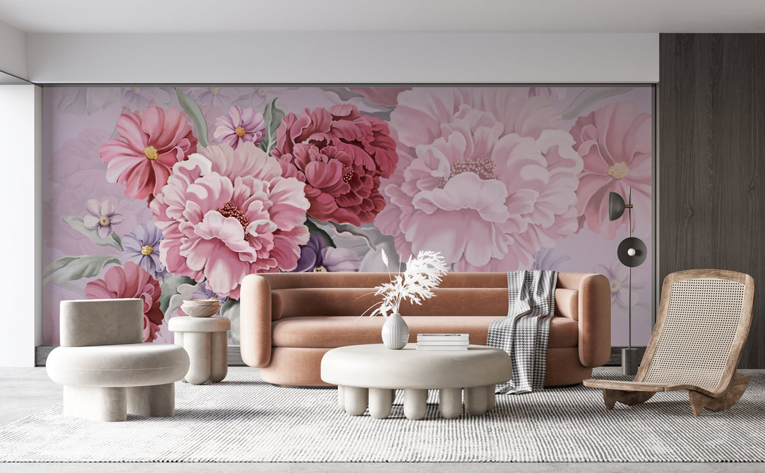 Floral Peel and Stick Wallpaper, Lavender Pink Blossom Wall Decor, Realistic Flower Wallpaper, Living Room Wallpaper, Bedroom Wall Decor, Dining Room Wall Art, Elegant Floral Design