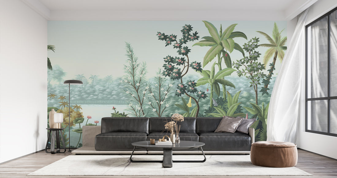 Tropical Rainforest Wallpaper, Palm Tree Wall Art, Botanical Prints Framed, Large Canvas Wall Art, Nature Wall Decor, Floral Peel and Stick Wallpaper, Modern Wall Art for Living Room